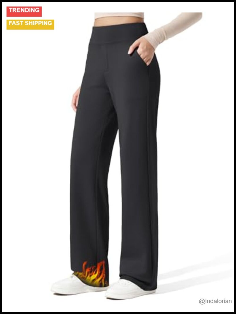 Fleece Lined Wide Leg Pants Women Dressy Work Casual High Rise